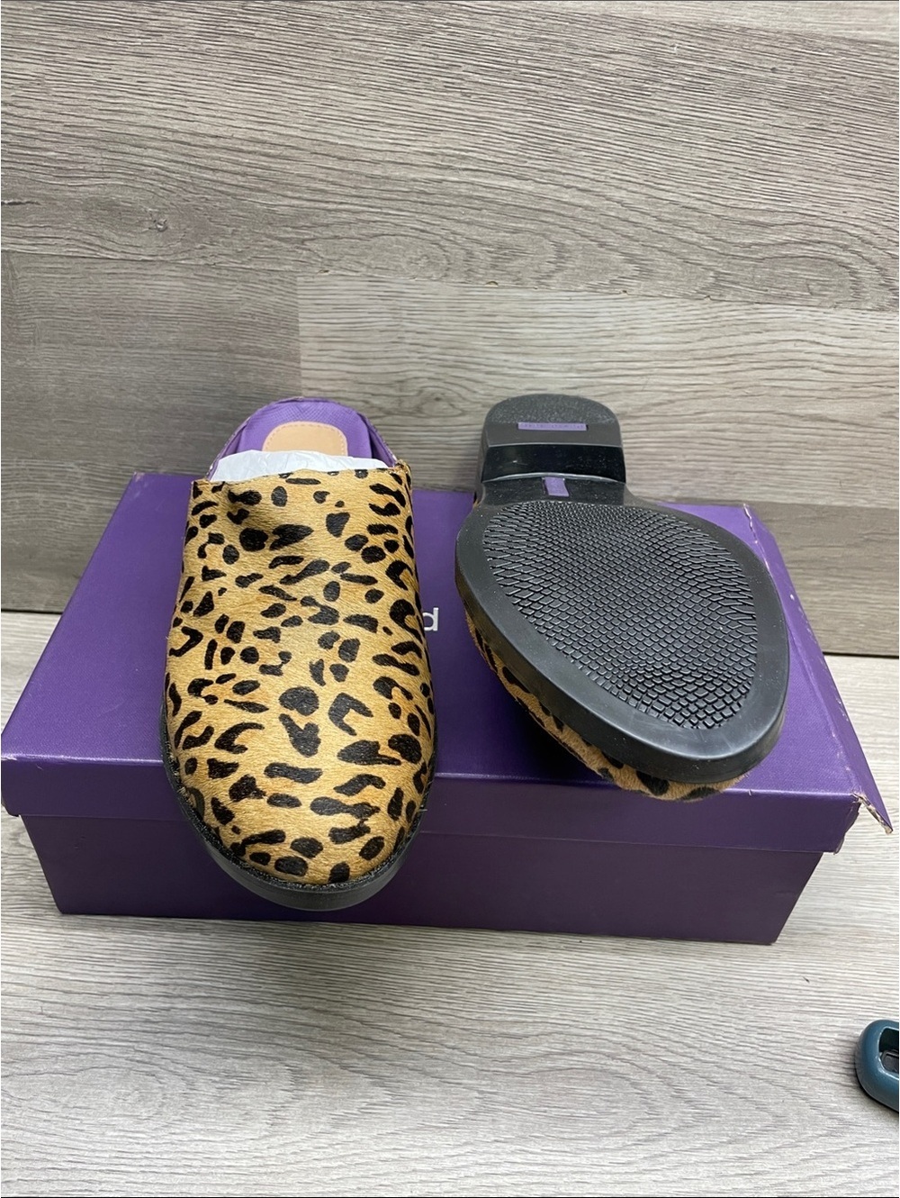 David Tate Leopard Print Mule Clogs in Tan and Black #180